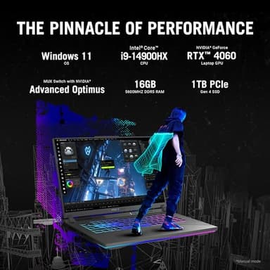 ASUS ROG Strix G16 Gaming Laptop, 16” Nebula Display 16:10 QHD 240Hz, GeForce RTX 4060, Intel® Core™ i9-14900HX, 16GB DDR5-5600, 1TB PCIe SSD, Wi-Fi 6E, Windows 11, G614JVR-ES94 - Image 4