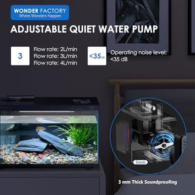 Smart Aquarium Fish Tank 5 Gallon Starter kit, Self Cleaning System Efficiency Filter 7 Color LED Lights Automatic Feeder Temperature Display Monitor HD UHA Glass Leak-Proof, Smart Control with Apps - Image 8