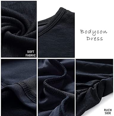 BTFBM Women's 2025 Summer Casual Beach Dresses Crew Neck Short Sleeve Wrap Party Club Mini Ruched Bodycon T Shirt Dress(Blue, Medium) - Image 4