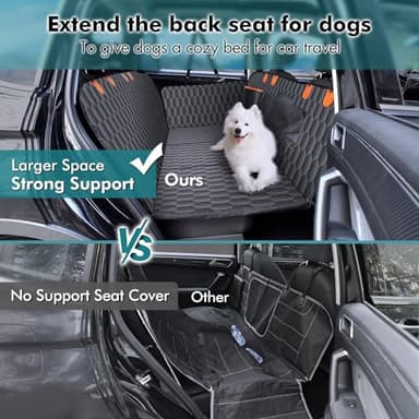 Chumajor Back Seat Extender for Dogs-Supports 400lb,Waterproof Dog Car Seat Cover Hard Bottom-Detachable,600D Heavy Duty Scratch Proof Nonslip Soft,Dog Hammock for Car,SUVs - Image 2