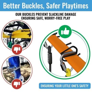 Hyponix Ninja Obstacle Course for Kids – 2 x 60 ft Slacklines with 13 Weatherproof Obstacles – Monkey Net, Ratchet-Tight Tech, Supports 880 lbs – Climbing & Swinging Backyard Fun - Image 3