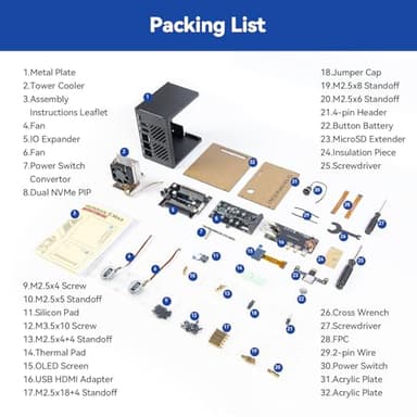 Pironman 5-MAX Dual NVMe M.2 SSD PCIe PC Case for Raspberry Pi 5 NAS RAID 0/1 Hailo-8L AI Accelerator PWM Tower Cooler+Dual RGB Fans, 0.96" OLED Module, Safe Shutdown, Standard HDMI(RPI5 Not Included) - Image 9
