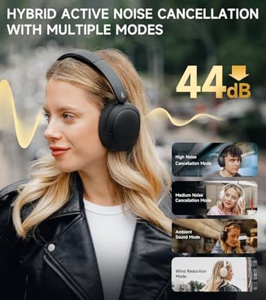 Edifier W800BT Pro Hybrid Active Noise Cancelling Headphones - Hi-Res Audio - AI Call Noise Cancellation - 45H Playtime - Fast Charging - Foldable - Wireless Over-Ear Bluetooth 5.4 Headphones - Black - Image 2