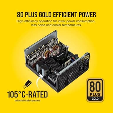 Corsair RM Series, RM850, 850 Watt, 80+ Gold Certified, Fully Modular Power Supply - Black (Renewed) - Image 3