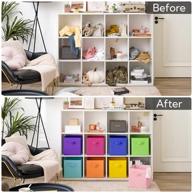 GRANNY SAYS 11 Inch Cube Storage Bins, Colorful Cube Storage Organizer, Fabric Storage Bins, Storage Cubes for Shelves, Closet, Toy Storage Bins for Kids Room, Play Room, Rainbow, 8-Pack - Image 8