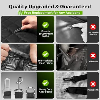 Zanch 2025 Upgraded Dog Car Seat Cover, 400 lbs Heavy Duty Hard Bottom, Waterproof & Anti-Scratch Back Seat Protector, Nonslip Pet Hammock Extender for Cars, SUV, Trucks, Standard-Orange - Image 8