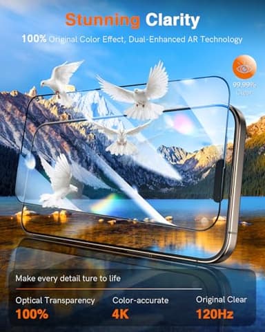 LK 2 Pack for iPhone 17/17 Pro / 16 Pro Screen Protector Tempered Glass, Military Grade Shatterproof [Auto Dust-Elimination, 0 Dust & Bubbles] Anti-Scratch, Max Coverge Screen Protector - Image 8