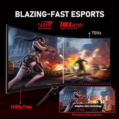 ZZA Ultrawide 34 Inch Monitor,PC Screen 165hz 1500R WQHD 3440x1440,Computer Gaming Monitors 1500R Curved VA Panel AMD FreeSync Premium| HDR10|99% sRGB |1ms| Borderless Design|VESA - Image 5