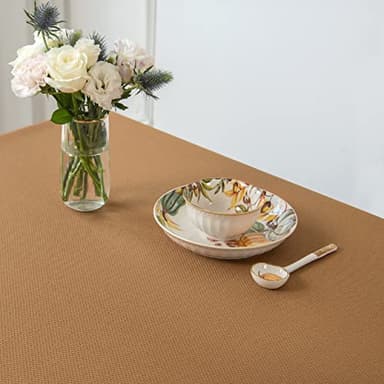 maxmill Fall Tablecloth Waterproof Spillproof Wrinkle Resistant Soft Textured Table Cloth for Harvest Thanksgiving Dinner and Party Indoor and Outdoor Use, Square 60 x 60 Inch, Amber Bronze - Image 4