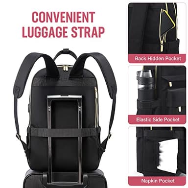 LOVEVOOK Laptop Backpack for Women, 17.3 Inch Laptop Bag with USB Port Fashion Waterproof Backpacks Teacher Nurse Stylish Travel Bags Vintage Daypacks Bookbag for College School Work - Image 4