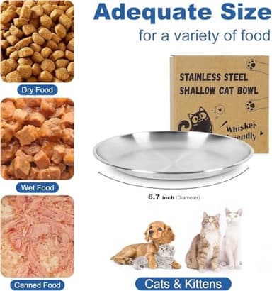 Supet Cat Plates for Wet Food, Non Slip Food Bowls Whisker Friendly, Stainless Steel Shallow Wide Dishes for Indoor Cats (13Oz, 8Pcs) - Image 5