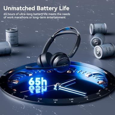 LEVN Wireless Headset, Wireless Headset with Mic for Work, AI Noise Cancelling, 65 Hrs Working Time, Bluetooth Headphones with Microphone from Home/Computer/Call Center/Teams - Image 4