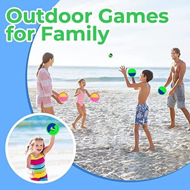 Weehoey Beach Toys - Outdoor Games for Kids, Toss and Catch Ball Set with 4 Paddles 3 Balls, Toys for 3 4 5 6 7 8+ Year Old Boys Girls Christmas Birthday Gifts (Pink and Green) - Image 5