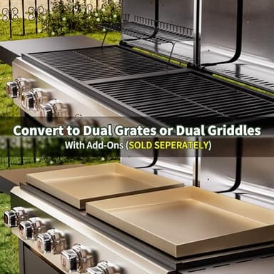 Brand-Man Griddle Grill Combo 6-Burner, 2 in 1 Versatile Propane Gas Grill and Griddle with Double Stainless Steel Lids, BBQ Combo for Outdoor Kitchen & Backyard Barbecue Cooking - Image 5