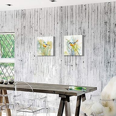 Hardy Gallery Abstract Birds Picture Wall Art: Colorful Animal Birds & Grass Painting Canvas Print Artwork for Wall (12” x 12” x 2 Panels) - Image 4