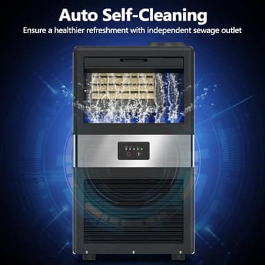 Commercial Ice Maker Machine 90LBS/24H with 18LBS Storage Bin, Stainless Steel Under Counter Large Ice Machine, 2 Water Inlet Modes, Freestanding and Built in Ice Maker for Bars, Home and Offices - Image 6