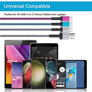 Samsung S23 Ultra USB Type C Cable Fast Charging,[3-Pack,10ft] Long USB C to USB A Android Phone Cable C Charger Cord Fast Charging for Galaxy S24 FE/S25/S25 Ultra//S23/S22/S21/A17,Google Pixel 9/8a/7 - Image 6