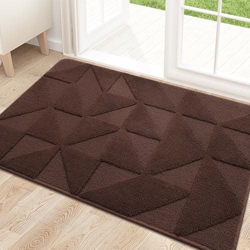 OLANLY Door Mats Indoor, Non-Slip, Absorbent, Dirt Resist, Entrance Washable Mat, Low-Profile Inside Entry Doormat for Entryway (36x24 inches, Dark Brown) - Image 1