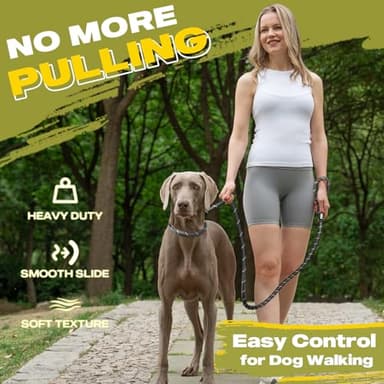Fida Durable Slip Lead Dog Leash, 6 FT x 1/2" Heavy Duty Dog Loop Leashes, Comfortable Strong Rope Slip Leash for Large Medium Dogs, No Pull Pet Training Lead with Highly Reflective(1/2", Black) - Image 2