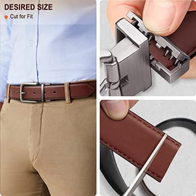 BULLIANT Men's Belt,Reversible Belt Adjustable For Gift Men 1.25”-Cut For Fit-2 Sides in 1 Belt(Not 2)(Black/Light Brown,32"-34" Waist Adjustable) - Image 7