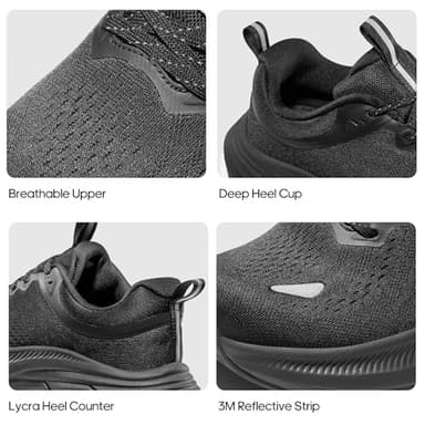 NORTIV 8 Men's Walking Shoes Running Tennis Cushioning ActiveBreeze Non Slip Athletic Gym Workout Comfortable Fashion Sneakers,Size 8.5,All Black,SNWS246M - Image 5