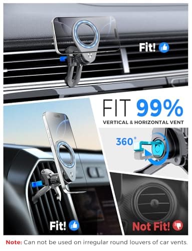 eSamcore Fits MagSafe Car Mount [2 Pack], Magnetic Phone Holder for Car Vent Strong N52 Magnets Air Vent Cell Phone Holder Clip for iPhone 17/16/15/14/13/ Pro Max - Image 5