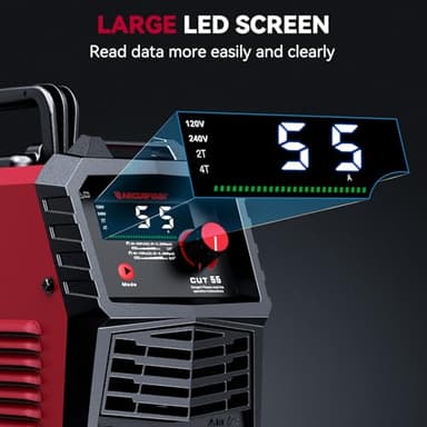 ARCCAPTAIN 55A Plasma Cutter, Large LED Display, Non-Touch Pilot ARC Plasma Cutting Machine, 120/240V Dual Voltage IGBT Inverter, 1/2" Clean Cut, Post Flow, 2T/4T, for Beginners DIY - Image 6