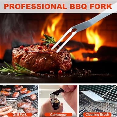 Grilljoy BBQ Accessories Grill Tools Set - 22PCS Stainless Steel Barbecue Grill Accessories for Outdoor Grill with Black Aluminum Case - Grilling Gifts for Men Dad -Grill Tools Kit - Image 5