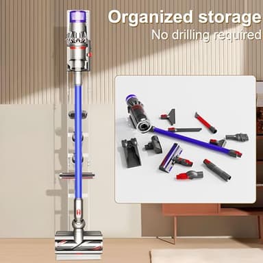 OUTBROS Vacuum Stand, Metal Storage Bracket Compatible with Dyson V15 V12 V11 V10 V8 Series Handheld Cordless Vacuum Cleaners and Accessories, Stable Attachments Organizer, White - Image 5