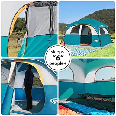 UNP Tents for Camping 6 Person Waterproof Windproof Easy Setup,Double Layer Cabin Tents with 1 Mesh Door & 5 Large Mesh Windows -10'X9'X78in(H) Blue - Image 4