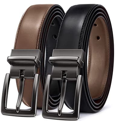 BULLIANT Men's Belt,Reversible Belt Adjustable For Gift Men 1.25”-Cut For Fit-2 Sides in 1 Belt(Not 2)(Black/Tawny,28"-30" Waist Adjustable) - Image 1