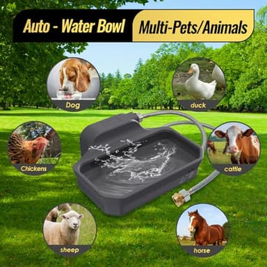 FICUSWIN 135OZ Automatic Water Dispenser for Large Dogs Patented Outdoor Dog Water Bowl Dispenser Automatic Dog Feeder Fit 3/4'' GHT Faucet Dog Waterer Include Water Hose Extra-Large Drinking Area - Image 6