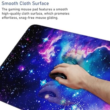 Large Extended Gaming Mouse Pad with Stitched Edges, (31.5X15.7In) Durable Non-Slip Natural Rubber Base, Waterproof Computer Keyboard Pad Mat for Esports Pros/Gamer/Desktop/Office/Home, Galactic Blue - Image 5