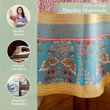 Maison d' Hermine Table Cloth Round Table 100% Cotton 69 Inches Tablecloth Reusable Decorative Everyday Use for Dining Room, Farmhouse, Home, Party, Festive & Wedding Spring Summer - Marquise - Image 3