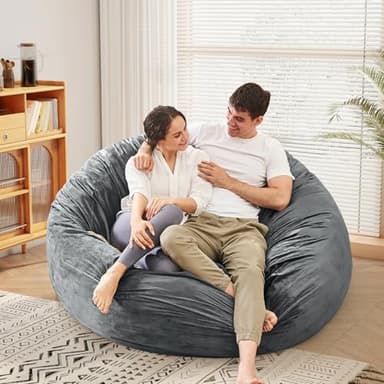 Bean Bag Chairs for Adults - Giant Bean Bag Chair Convertible Bean Bag Bed - Beanbag Chair with Micro Fiber Cover/Furniture Foam Filler - Floor Couch Sofa in Bedroom Dorm Room - Full Charcoal - Image 6