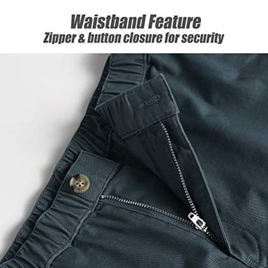 maamgic Men's Classic-fit 5.5" Cotton Casual Shorts Elastic Waistband with Multi-Pocket Daily Wear Walking Summer Outfit Cyan Grey 31 - Image 3