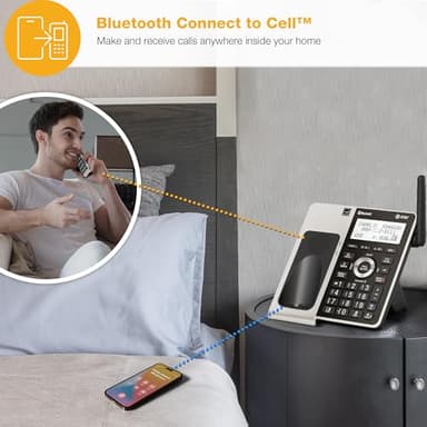 AT&T Cordless Phone 5 Handset with Bluetooth, Landline Phones for Home, Answering System, Smart Call Blocker, DECT 6.0 Extended Range, 2" Backlit Screen, Lighted Keypad with Big Buttons, BL3107-5 - Image 3
