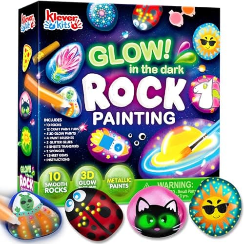 Rock Painting Kit- Glow in The Dark Rock Kit, Arts and Crafts for Kids Ages 6-12, Art Supplies Toy, Kids Craft Paint Kits, Arts & Crafts for Boys Girls Birthday Party Gift Toy - Image 1