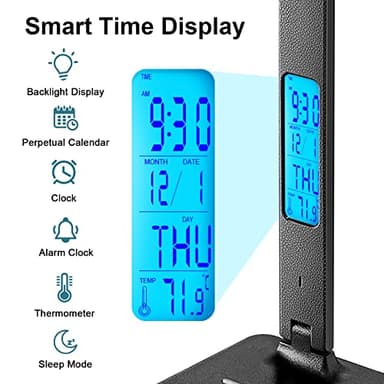 LAOPAO Desk Lamp with Wireless Charger: USB Charging Port, Table Lamp with Clock, Desk Lamps for Home Office College Dorm Room Essentials - Image 3