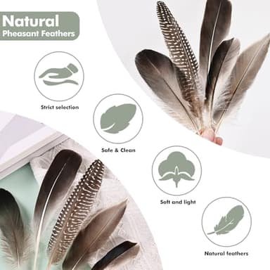 FeelfunFeather Pheasant Feathers -50pcs 5 Style Natural Mixed Decorative Spotted Feathers for DIY Crafts Wedding Home Party Decoration - Image 3