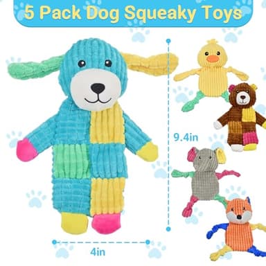 LECHONG 5Pcs Squeaky Dog Toys, Large Crinkle Dog Toys for Large Medium and Small Dogs, Puppy Toys to Keep Them Busy Great Value Dog Toy Bundle - Image 3