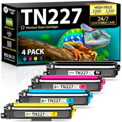 Smart Ink Compatible TN227 High Yield Toner Cartridge 4 Pack ( BK/C/M/Y ) Replacement for Brother TN-227 TN-223 TN223bk TN227bk to use with MFC-L3770CDW HL-L3290CDW HL-L3270CDW MFC-L3710CW HL-L3210CW - Image 1