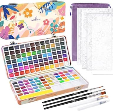 138 Colors Watercolor Paint Set, Travel Watercolor Set with Mini Palette, Brushes, and Watercolor Sheets– Non-Toxic, High-Pigment Art Supplies for Artists, Amateur Hobbyists and Painting Lovers - Image 3