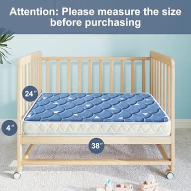 LILYVIBEBEARHAPPY 38’’x24’’ Mini Crib Mattress, Thickened Soft Breathable Foam, Quiet and Odorless Hypoallergenic Portable Travel Crib Mattress, Fits Mini and Portable Cribs,Blue - Image 4
