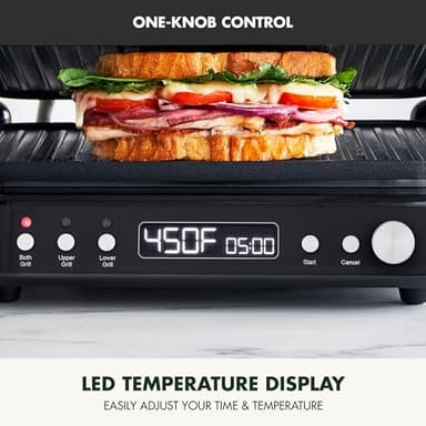 GreenPan 6-in-1 Multifunction Removable Plate Indoor Grill & Electric Griddle, Diamond Infused PFAS Free Ceramic Nonstick Reversible Plates, Opens Flat, Adjustable Temp, Panini Press, Black - Image 6