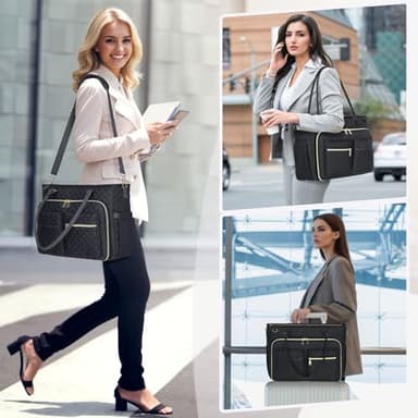 RAINSMORE Teacher Tote Bag 15.6 inch Laptop Bag for Women Work Bags Laptop Tote Nurse Bag Professional Computer Messenger with Insulated Pocket, Laptop Briefcase for Office, College, Nursing, Black - Image 7