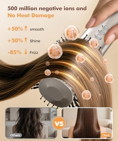 6-in-1 Hair Dryer Brush, Hair Styler with Automatic Curlers, 150,000 RPM High-Speed Negative Ionic Hair Dryer Fast Drying, Blow Dryer Brush for Curling/Volumizing/Straightening with Travel Bag, Gold - Image 6