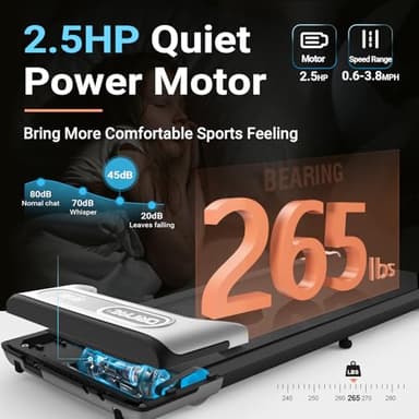 Orinar Walking Pad, Under Desk Treadmill for Home and Office, 2.5 HP Portable Treadmill, 3 in 1 Walking Jogging Running Machine with Remote Control, LED Display - Image 5