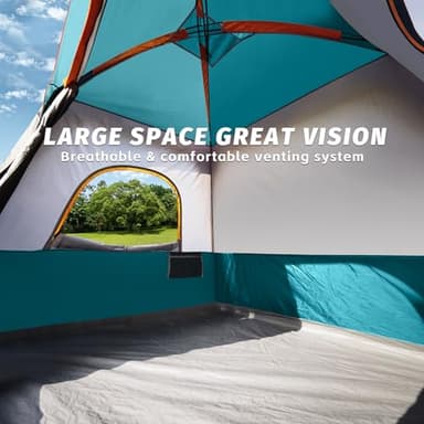 UNP 4-Person Tent, Portable Cabin Tent, Camping Tent 4-Person Easy Set Up, Waterproof with Top Rainfly for Outdoor Camping/Hiking (Ocean Blue) - Image 3