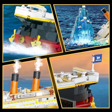 INSOON Titanic Building Set with Light, 2 in 1 Titanic Ship 3.6mm Mini Building Block 1883 PCS, Ship Model with Glacier Display Stand, Building Brick Toy Gift for Adults Teens Boys Girls 10 11 12+ - Image 7